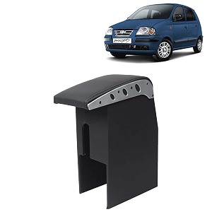 kingsway car wooden armrest organizer compatible with hyundai santro xing year 2003-2018 - vehicle specific fit center console black color enhance comfort and storage compartment 1 piece