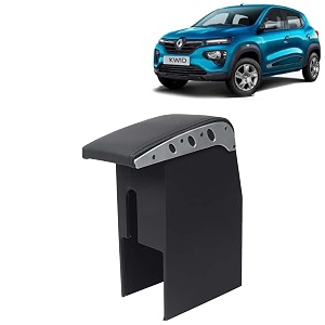 kingsway car wooden armrest organizer compatible with renault kwid year 2019 onwards - vehicle specific fit center console black color enhance comfort and storage compartment 1 piece