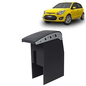 kingsway car wooden armrest organizer compatible with ford fi-n-go year 2008-2014 - vehicle specific fit center console black color enhance comfort and storage compartment 1 piece