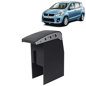 kingsway car wooden armrest organizer compatible with maruti suzuki ertiga year 2012-2016 - vehicle specific fit center console black color enhance comfort and storage compartment 1 piece