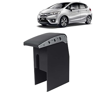 kingsway car wooden armrest organizer compatible with honda jazz year 2014-2018 - vehicle specific fit center console black color enhance comfort and storage compartment 1 piece