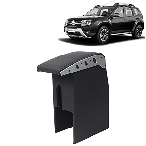 kingsway car wooden armrest organizer compatible with renault duster year 2014-2022 - vehicle specific fit center console black color enhance comfort and storage compartment 1 piece