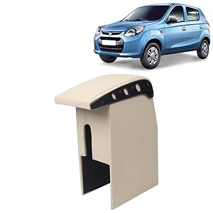 kingsway car wooden armrest organizer compatible with maruti suzuki alto 800 year 2012-2022 - vehicle specific fit center console beige color enhance comfort and storage compartment 1 piece