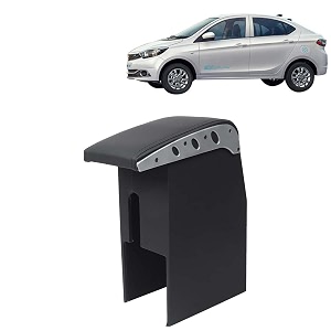 kingsway car wooden armrest organizer compatible with tata tigor ev year 2019 onwards - vehicle specific fit center console black color enhance comfort and storage compartment 1 piece