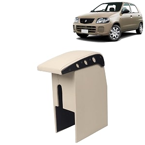 kingsway car wooden armrest organizer compatible with maruti suzuki alto 800 year 2000-2012 - vehicle specific fit center console beige color enhance comfort and storage compartment 1 piece