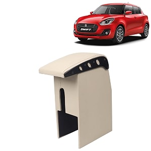 kingsway car wooden armrest organizer compatible with maruti suzuki swift year 2018-2020 - vehicle specific fit center console beige color enhance comfort and storage compartment 1 piece