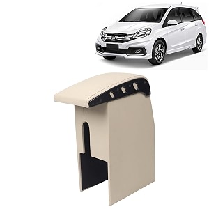 kingsway car wooden armrest organizer compatible with honda mobilio year 2013-2016 - vehicle specific fit center console beige color enhance comfort and storage compartment 1 piece