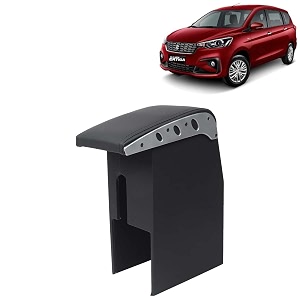 kingsway car wooden armrest organizer compatible with maruti suzuki ertiga year 2018-2022 - vehicle specific fit center console black color enhance comfort and storage compartment 1 piece