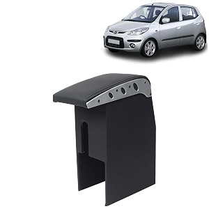 kingsway car wooden armrest organizer compatible with hyundai i10 year 2007-2010 - vehicle specific fit center console black color enhance comfort and storage compartment 1 piece
