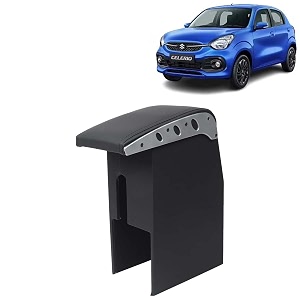 kingsway car wooden armrest organizer compatible with maruti suzuki celerio year 2021 onwards - vehicle specific fit center console black color enhance comfort and storage compartment 1 piece