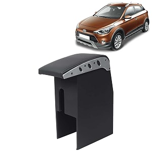 kingsway car wooden armrest organizer compatible with hyundai i20 active year 2015-2020 - vehicle specific fit center console black color enhance comfort and storage compartment 1 piece