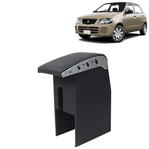 kingsway car wooden armrest organizer compatible with maruti suzuki alto 800 year 2000-2012 - vehicle specific fit center console black color enhance comfort and storage compartment 1 piece