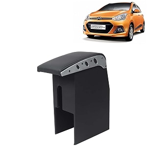 kingsway car wooden armrest organizer compatible with hyundai grand i10 year 2013-2017 - vehicle specific fit center console black color enhance comfort and storage compartment 1 piece
