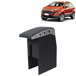 kingsway car wooden armrest organizer compatible with ford ecosport year 2012-2016 - vehicle specific fit center console black color enhance comfort and storage compartment 1 piece