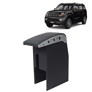 kingsway car wooden armrest organizer compatible with mahindra tuv 300 year 2015-2020 - vehicle specific fit center console black color enhance comfort and storage compartment 1 piece