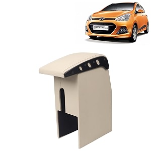 kingsway car wooden armrest organizer compatible with hyundai grand i10 year 2013-2017 - vehicle specific fit center console beige color enhance comfort and storage compartment 1 piece