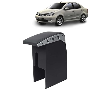 kingsway car wooden armrest organizer compatible with toyota etios year 2010-2020 - vehicle specific fit center console black color enhance comfort and storage compartment 1 piece
