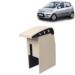 kingsway car wooden armrest organizer compatible with hyundai i10 year 2007-2010 - vehicle specific fit center console beige color enhance comfort and storage compartment 1 piece