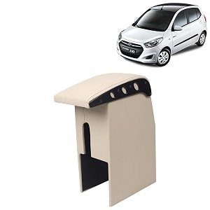 kingsway car wooden armrest organizer compatible with hyundai i10 year 2010-2013 - vehicle specific fit center console beige color enhance comfort and storage compartment 1 piece