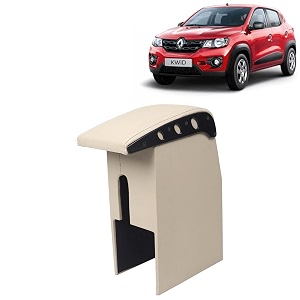 kingsway car wooden armrest organizer compatible with renault kwid year 2015-2018 - vehicle specific fit center console beige color enhance comfort and storage compartment 1 piece