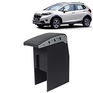 kingsway car wooden armrest organizer compatible with honda wrv year 2017-2019 - vehicle specific fit center console black color enhance comfort and storage compartment 1 piece