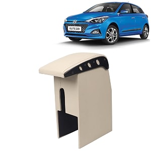 kingsway car wooden armrest organizer compatible with hyundai elite i20 year 2018-2020 - vehicle specific fit center console beige color enhance comfort and storage compartment 1 piece