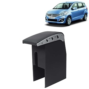 kingsway car wooden armrest organizer compatible with maruti suzuki ertiga year 2016-2018 - vehicle specific fit center console black color enhance comfort and storage compartment 1 piece