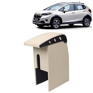 kingsway car wooden armrest organizer compatible with honda wrv year 2017-2019 - vehicle specific fit center console beige color enhance comfort and storage compartment 1 piece