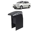 Kingsway Car Wooden Armrest Organizer Compatible with Toyota Etios Liva (Year 2010-2020) - Vehicle Specific Fit Center Console, Black Color, Enhance Comfort and Storage Compartment, 1 Piece