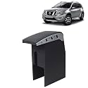 Kingsway Car Wooden Armrest Organizer Compatible with Nissan Terrano (Year 2009-2018) - Vehicle Specific Fit Center Console, Black Color, Enhance Comfort and Storage Compartment, 1 Piece