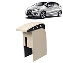 Kingsway Car Wooden Armrest Organizer Compatible with Honda Jazz (Year 2014-2018) - Vehicle Specific Fit Center Console, Beige Color, Enhance Comfort and Storage Compartment, 1 Piece