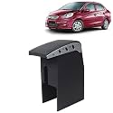 Kingsway Car Wooden Armrest Organizer Compatible with Honda Amaze (Year 2013-2018) - Vehicle Specific Fit Center Console, Black Color, Enhance Comfort and Storage Compartment, 1 Piece