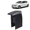 Kingsway Car Wooden Armrest Organizer Compatible with Volkswagen Polo GT (Year 2012-2022) - Vehicle Specific Fit Center Console, Black Color, Enhance Comfort and Storage Compartment, 1 Piece