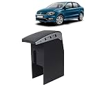 Kingsway Car Wooden Armrest Organizer Compatible with Volkswagen Ameo (Year 2016-2020) - Vehicle Specific Fit Center Console, Black Color, Enhance Comfort and Storage Compartment, 1 Piece