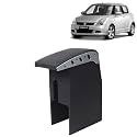 Kingsway Car Wooden Armrest Organizer Compatible with Maruti Suzuki Swift (Year 2005-2010) - Vehicle Specific Fit Center Console, Black Color, Enhance Comfort and Storage Compartment, 1 Piece