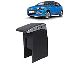 Kingsway Car Wooden Armrest Organizer Compatible with Hyundai Elite I20 (Year 2018-2020) - Vehicle Specific Fit Center Console, Black Color, Enhance Comfort and Storage Compartment, 1 Piece