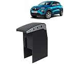 Kingsway Car Wooden Armrest Organizer Compatible with Renault Kwid (Year 2019 Onwards) - Vehicle Specific Fit Center Console, Black Color, Enhance Comfort and Storage Compartment, 1 Piece