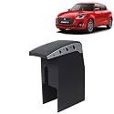 Kingsway Car Wooden Armrest Organizer Compatible with Maruti Suzuki Swift (Year 2018-2020) - Vehicle Specific Fit Center Console, Black Color, Enhance Comfort and Storage Compartment, 1 Piece