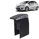 Kingsway Car Wooden Armrest Organizer Compatible with Honda Jazz (Year 2014-2018) - Vehicle Specific Fit Center Console, Black Color, Enhance Comfort and Storage Compartment, 1 Piece