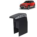 Kingsway Car Wooden Armrest Organizer Compatible with Maruti Suzuki Vitara Brezza (Year 2020-2022) - Custom Fit Center Console, Black Color, Enhance Comfort and Storage Compartment, 1 Piece