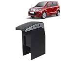 Kingsway Car Wooden Armrest Organizer Compatible with Maruti Suzuki Wagon R Stingray (Year 2014-2018) - Custom Fit Center Console, Black Color, Enhance Comfort and Storage Compartment, 1 Piece