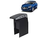 Kingsway Car Wooden Armrest Organizer Compatible with Maruti Suzuki Swift (Year 2021 Onwards) - Vehicle Specific Fit Center Console, Black Color, Enhance Comfort and Storage Compartment, 1 Piece