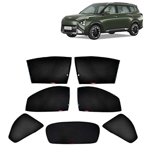 kingsway car side window sun shade half cut magnetic with rear windshield curtain only compatible with kia carens clavis year 2025 onwards all model only half cut in front window pack of 7