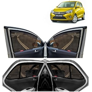 kingsway car magnetic sun shadescurtains for maruti suzuki celerio 2014 onwards with rear windsheild half black color cotton set of 5
