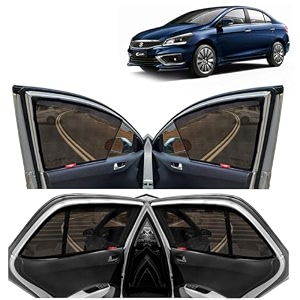 kingsway car magnetic sun shadescurtains for maruti suzuki ciaz 2018 onwards with rear windsheild half black color cotton set of 5