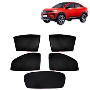 kingsway accessories car side window sun shade half cut magnetic with rear windshield curtain only compatible with tata curvv year 2024 onwards all model only half cut in front window pack of 5