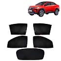Kingsway Accessories Car Side Window Sun Shade Half Cut Magnetic with Rear Windshield Curtain Only Compatible with Tata Curvv Year 2024 Onwards All Model, Only Half Cut in Front Window, Pack of 5