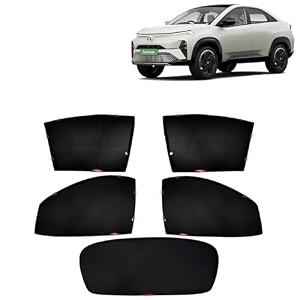 kingsway curvv ev car sun shade half cut magnetic curtains for 2024 onwards model compatible with tata curvv ev side window sunshade only half cut in front window with rear windshield black 5pcs