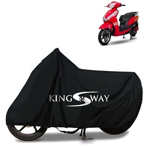 kingsway 100 waterproof tested bike body cover compatible with ampere magnus ex for all two wheeler bike scooter scooty with carry bag - rubber coated inside for uv and scratch protection - black