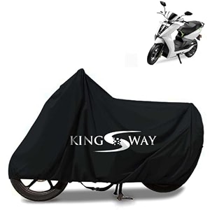 kingsway 100 waterproof tested bike body cover compatible with ather 450x for all two wheeler bike scooter scooty with carry bag - rubber coated inside for uv and scratch protection - black